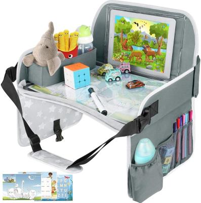 China Foldable Child Travel Tray, Toddler Car Seat Tray with Dry Erase Panel, Folding Lap Car Seat Travel Table Desk with iPad Holder, Storage for sale