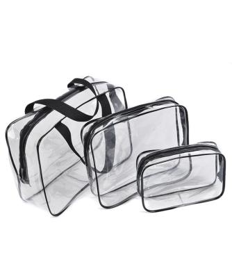 China Waterproof Transparent Clear PVC Travel Vinyl Zipper Cover Bags Clear Plastic Cosmetic Bag With Zipper for sale