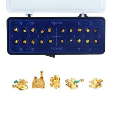 China Class II ALS Orthodontic Bracket Lingual Dental Golden Coated Brace Customized for sale