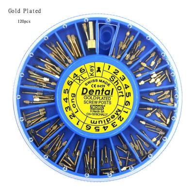 China Titanium Orthodontic Accessory Golden Metal Screw Post Dental 120pcs/Box for sale