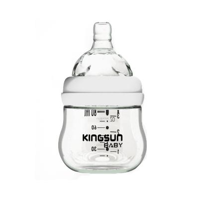 China Hot Selling 80ml Glass Feeding Bottle For Baby Newborn Mini Wide Mouth Bottle Anti Colic Glass Feeding Bottle for sale