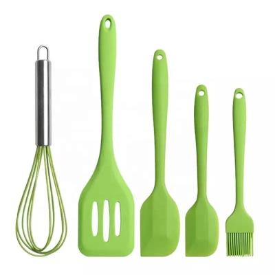 China Home and Kitchen Accessories 5Pcs Food Silicone Kitchen Viable Heat Resistant Utensils Cheap Cooking Spatula Set for sale