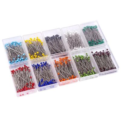 China 1000pcs Environmental Friendly 3mm x 38mm Plastic Round Bead Head Sewing Pins 10 Colors Head Strip Bead for sale