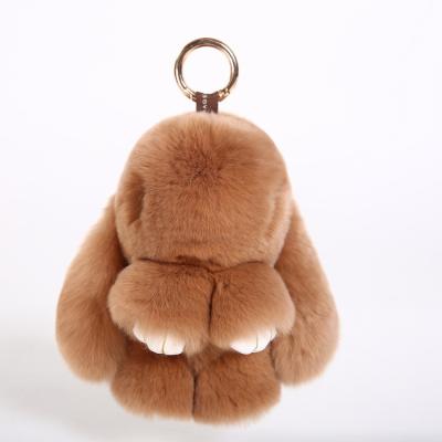 China 13cm-15cm Eco-friendly faux rabbit fur skin plush real fur pom key chain or real fur for sale