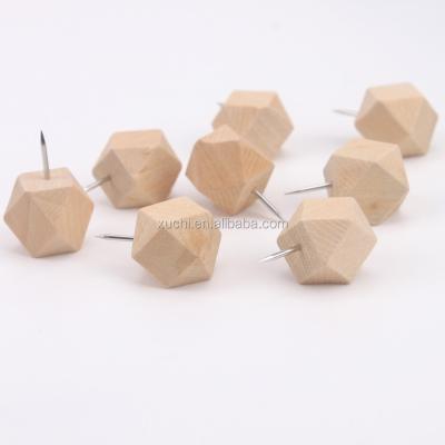 China Environmental Friendly Geometric Wooden Push Pins or Thumb Spikes Novelty Decorative Style, Push Pins for Map, Photos and Calendar for sale