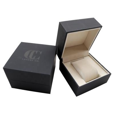 China Luxury Simple Affordable Custom Logo Black Watch Storage Box Cardboard Watch Gift Box Watch Boxes Packaging Cases for sale