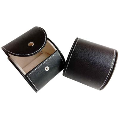 China Affordable Custom Round Leather Box Case Round High Quality Black Watch Packaging Rolling Box for sale