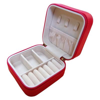 China Affordable New Design Jewelry Box Zipper Jewelry Case Travel Leather Jewelry Box for sale