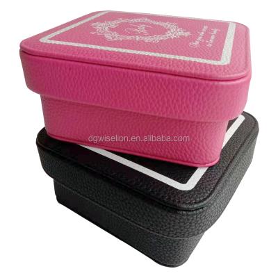 China Lid and bottom; hat with logo 2pc-packer pu velvet packaging box custom faux leather box lid leather jewelry box for sale