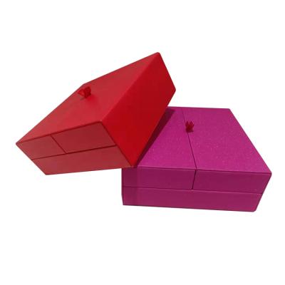 China Handmade High Quality Custom Leatherette Paperboard Gift Box Double Door Suede Packaging Box for sale