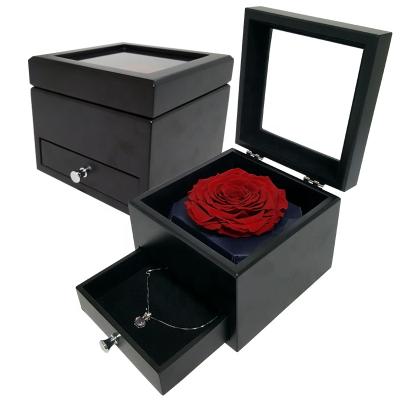 China Handmade High Quality Wooden Custom Gift Box Drawer Matte Obvious Varnishing Matt Rigid Jewelry Box Lid for sale