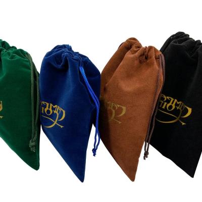 China Custom Handmade Factory Plush Velvet Jewelry Pouch Gift Drawstring Bag With Logo for sale