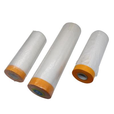 China Paint Shelter Masking BSCI Factory PE Spray Paint Self Masking Film With Tape for sale