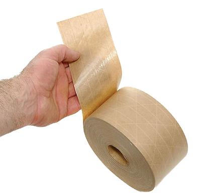 China Printing heat resistant logo kraft paper tape water activated bonded 48mm*500m flatback paper wrapping tape for sale