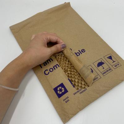 China Moisture Proof Padded Honeycomb Envelopes With Patents 100% Recycled Paper Biodegradable White Mailers Packaging Self Seal Compostable Bags for sale