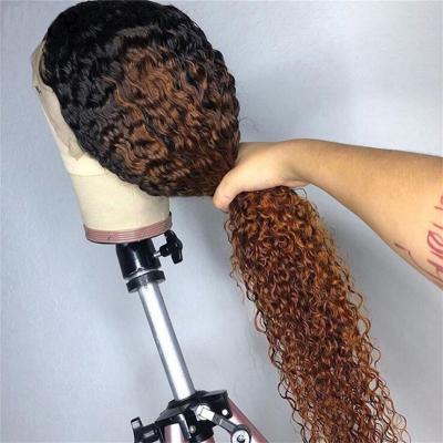 China Malaysian Virgin Wave Wig Seller Highlight Brown Human Hair Ombre Color Wig Silky Straight Cuticle Aligned Hair Wig HD Lace Front Closure for sale