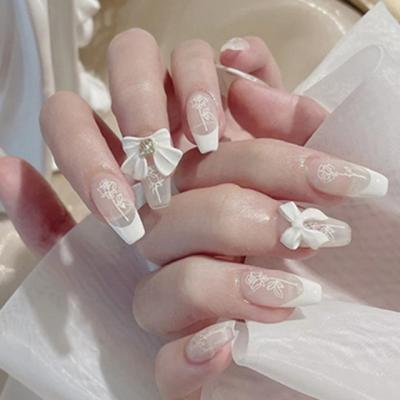 China 24pcs Solid Color Women Lady Long Coffin Full Cover Press On Nails Ballerina Artificial Nails Manicure Nails for sale