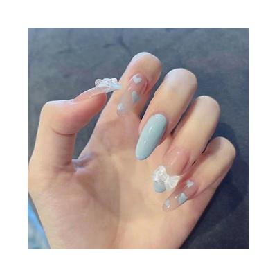 China Long Nude Pink Solid Color White Artificial French Nails Sparkle Shiny Ballerina Nails Coffin Salon False Art Nail Tips for sale