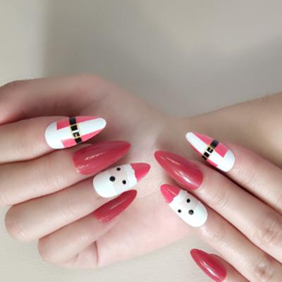 China Solid Color Festival Design Fake Nails Reindeer Press On Nails Shiny Artificial Nails Fakenail For Christmas for sale