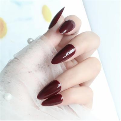 China Convenient Reusable False Nail Patch Long Pointed Solid Color Manicure False Nail And Nail Art 28pcs for sale