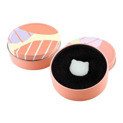 China Tin Box + Sponge Activated Carbon Filter Cotton Dry And Wet Private Label Cosmetic Tools Accessories Makeup Brush Cleaner for sale