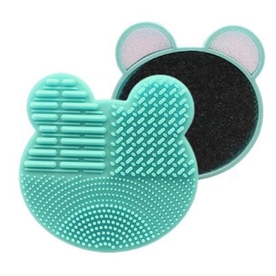 China Lovely Activated Carbon Filter Cotton Panda Bear Silicone Makeup Brush Cleaner Dry Cleaning Foam + Tin Box for Wet for sale