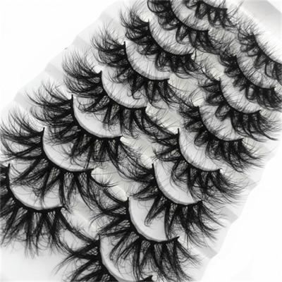 China Faux Mink Eyelashes Natural Thick False Crisscross 8 Strands 25mm 6D Mink Eyelashes Wholesale bushy for sale