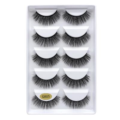 China The False Crisscross Mink Eyelashes Natural Thick False Lashes Private Label 5 Pairs False Eyelashes for sale