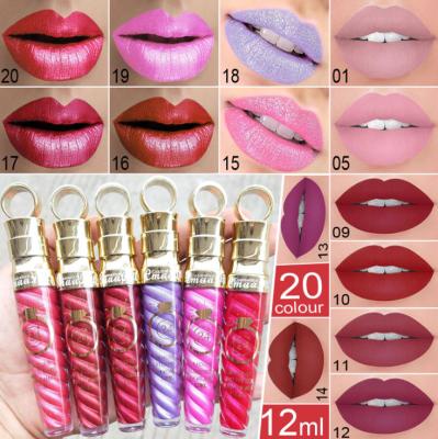 China 20 Colors Waterproof Threaded Radish Self-scored Head Matte Metal Pearl Lip Color for sale