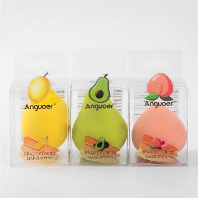 China Female Facial Massager Female Popular Soft Base Beauty Egg Fruit Beauty Box Microfiber Makeup Blending Sponge for sale