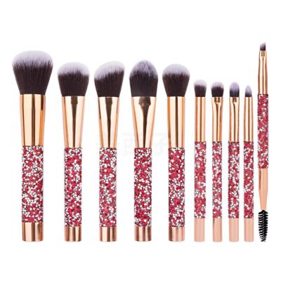 China Diamond crystal handle/high left tube base makeup hot sale blending set brush/synthetic fiber handle 10pcs Crystal Makeup Brushes Diamond Crystal for sale