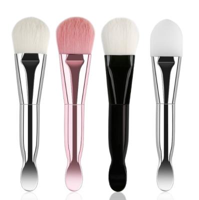 China Angular Blush Dual Base Makeup Brush Face Mask Brush with Spoon Soft Face Mask Brush Beauty Makeup Dig Tools for sale