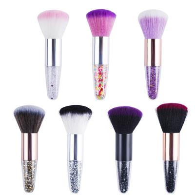 China Angular Blush 2021 Wholesale Quality Single Crystal Diamond Custom Particle Transparent Handle Blush Makeup Brush for sale