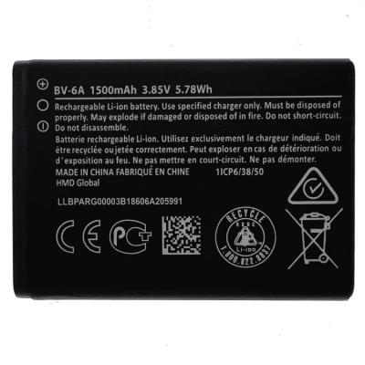 China Mobile Phone Lithium Battery BV-6A For Nokia 2720 V Flip TA-1295 Mobile Phones 1500mAh for sale