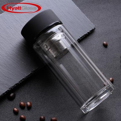 China Sports Shop Cup Straight Double-Layer Transparent Glass Water Bottle For Water 220ml Drinkware for sale