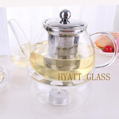 China Sustainable Wholesale Handmade Borosilicate Glass Heat Resistant Teapot With Stainless Steel Infuser for sale