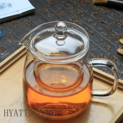 China Sustainable Wholesale Handmade Borosilicate Glass Heat Resistant Teapot With Infuser for sale