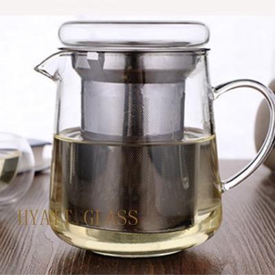 China Sustainable Wholesale Handmade Borosilicate Glass Heat Resistant Teapot With Stainless Steel Infuser for sale