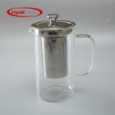 China 650ml Round Shape Borosilicate Glass Sustainable Heat Resistant Teapot With Stainless Steel Filter for sale