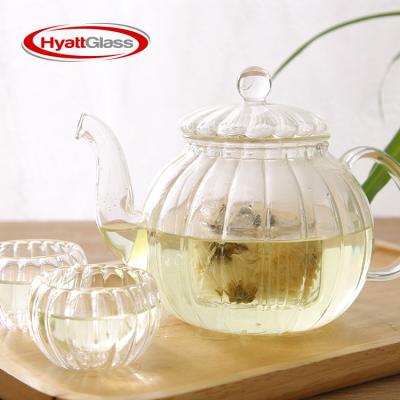 China Factory direct sales viable wholesale china hand stripe blown glass teapot for sale