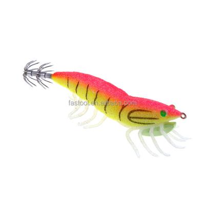 China Fishing Fluorescent Light Bright Artificial Wooden Shrimp Baits Fishing Lures With Soft Feet Crayfish for sale