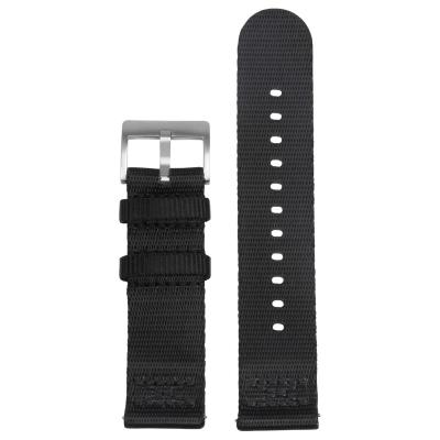 China Fanshion Classic Black Nylon Watch Straps 2 Pieces Seat Belt Nylon Watch Straps Size Custom Watch Bands for sale