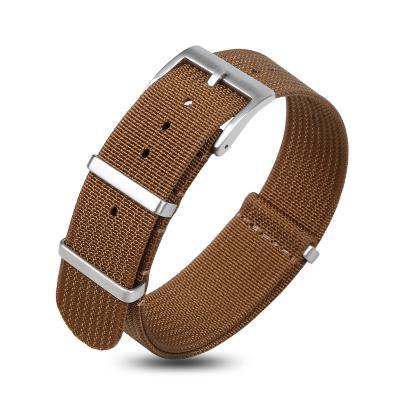 China Brown Ribbed Nylon Watch Bands NATO Style Watch Straps Bands 20mm 22mm for sale