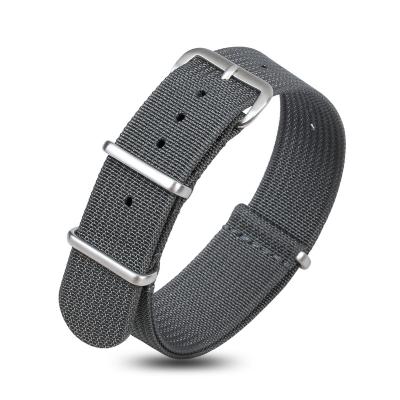 China NATO Style High Quality Dark Gray Ribbed Nylon Watch Bands Straps 20mm 22mm Conkly Watch Bands for sale