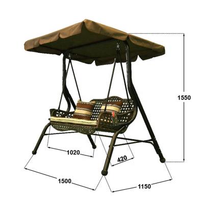 China Modern Outdoor/Park/Garden /Patio Swing Hammock Hanging Chair with Double Canopy Iron Stand Steel Base Seats for sale