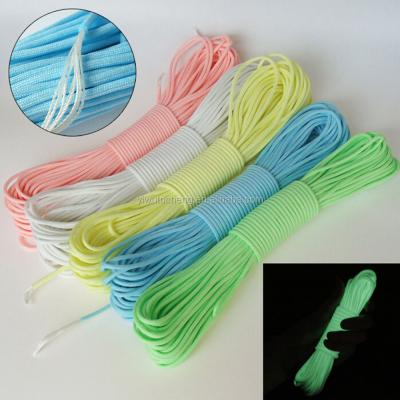 China For Camping and Climbing 100FT 31M 7 Strand Paracord Core 550 Pounds Luminous Rope Glow Parachute Paracord for Survival Outdoor Camping for sale