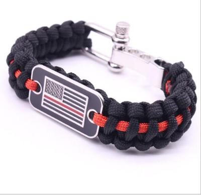 China Survival Kit USA Flag Survival Paracord Bracelet Outdoor Camping Emergency Rope 7Strand DIY Paracord Climbing Bracelet for sale