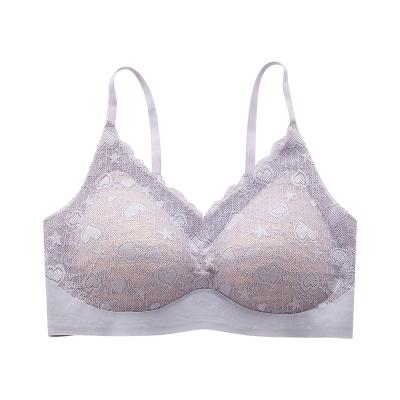 China Custom High Quality QUICK DRY Lace Seamless Push Up Bra Ice Silk Bralette Invisible Operations Breathable Bras Sleep Bra Underwear For Women for sale