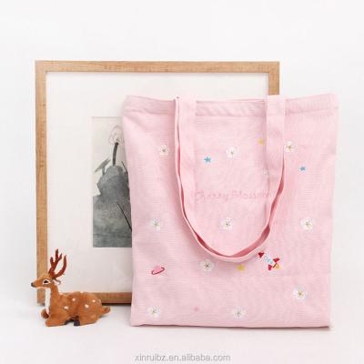 China Guangzhou Folding Bag Factory OEM Eco Friendly Reusable Pink Tote Cotton Bag For Girls Shopping for sale