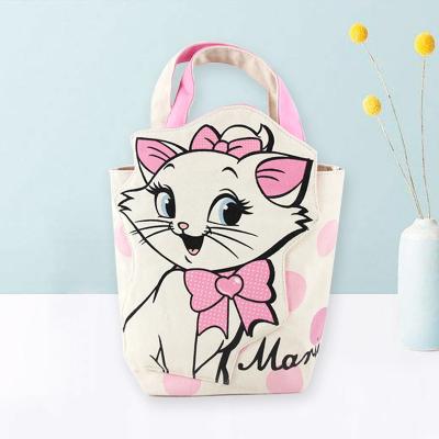 China Hot Selling Portable Reusable Eco-friendly Cartoon Custom Logo Printing Canvas Breakfast Wrapping For School Kid for sale